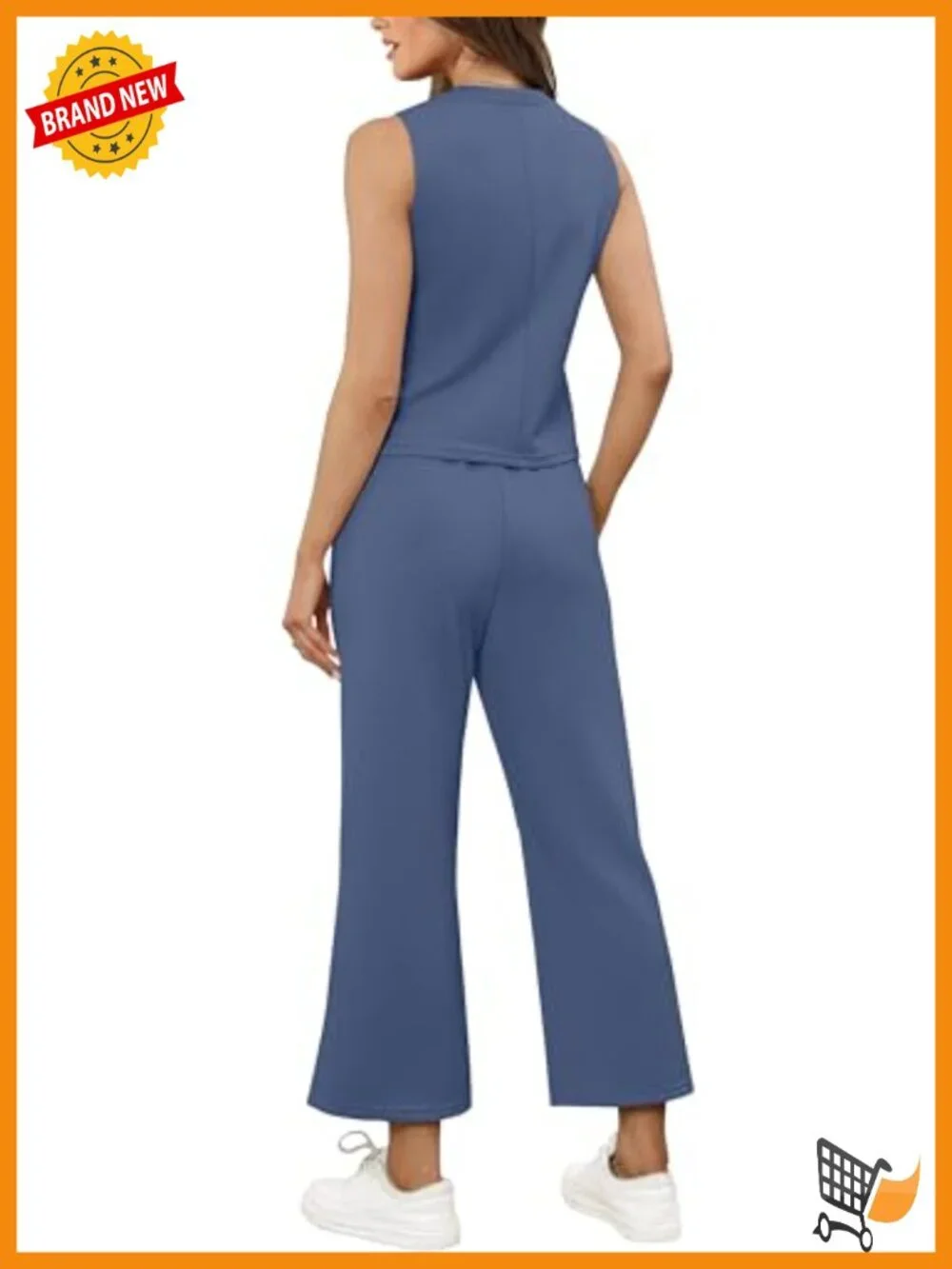 Two Piece Lounge Set V Neck Tank Top Wide Leg Pants Casual Travel Outfit